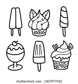 Collection of vector ice cream illustrations drawn by hand isolated on background - Vector
