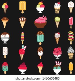 Collection of vector ice cream illustrations drawn by hand isolated on background - Vector