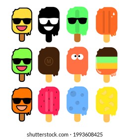 Imágenes de helados vectoriales de colección aisladas en el vector de helado blanco.