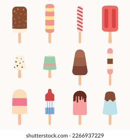 Collection of vector ice cream illustrations isolated
