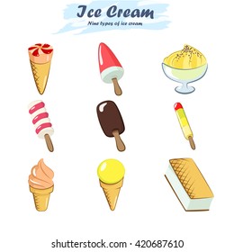 Collection of  vector ice cream illustrations isolated on white
