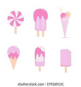 Collection vector ice cream illustrations isolated on white