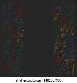 Collection of vector ice creams. Pattern for banners, posters