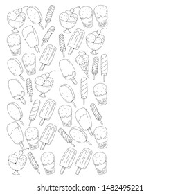 Collection of vector ice creams. Pattern for banners, posters