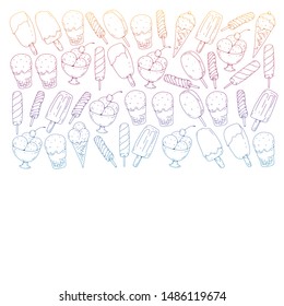 Collection of vector ice creams. Pattern for banners, posters