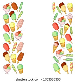 Collection of vector ice creams. Pattern for banners, posters