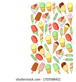 Collection of vector ice creams. Pattern for banners, posters