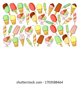 Collection of vector ice creams. Pattern for banners, posters