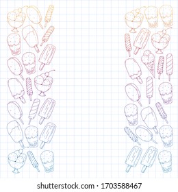 Collection of vector ice creams. Pattern for banners, posters