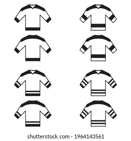 Collection of vector ice hockey jerseys icons front and back view. Sport illustration.