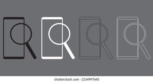 collection of vector icon logos, search on mobile phones or smartphones suitable for graphic design and editors or icons on a computer or smartphone