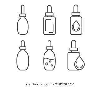 Collection vector icons of beauty, cosmetics and care. Bottle, jar, shower gel, face cream, body lotion, spray, ointment, paste.