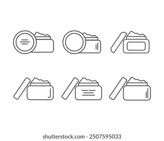 Colección vectorial iconos de belleza, cosméticos y cuidado. Botella, tarro, gel de ducha, crema facial, loción corporal, aerosol, ungüento, pasta.