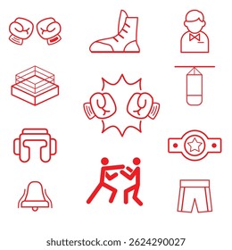 collection of vector icons with boxing and sports themes. contains icons related to boxing in it