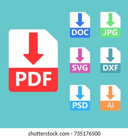 Collection of vector icons. Download signs. PDF, SVG, DOC, JPG PSD file formats svg