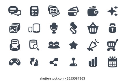 A collection of vector icons featuring a social network concept.