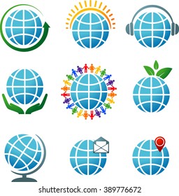 Collection of vector icons with the globes. eps 10