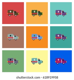 Collection of vector icons and illustration ambulance silhouette