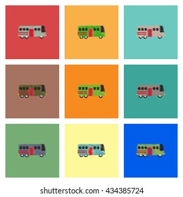 Collection of vector icons and illustration bus silhouette