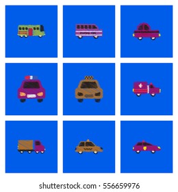 Collection of vector icons and illustration car silhouette