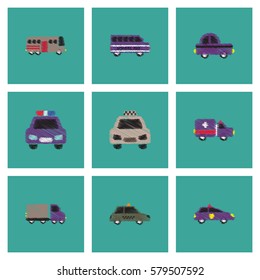 Collection of vector icons and illustration car silhouette