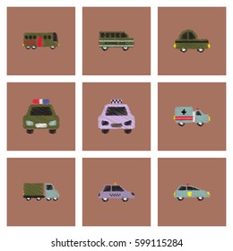 Collection of vector icons and illustration car silhouette