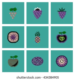 Collection of vector icons and illustration delicious fruits