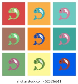 Collection of vector icons and illustration fish silhouette