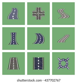 Collection of vector icons and illustration highway silhouette