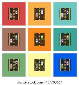 Collection of vector icons and illustration highway silhouette