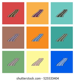 Collection of vector icons and illustration highway silhouette