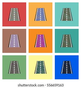 Collection of vector icons and illustration highway silhouette