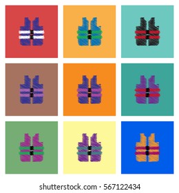 Collection of vector icons and illustration life vest