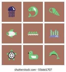 Collection of vector icons and illustration marine accessories