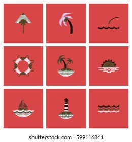 Collection of vector icons and illustration marine accessories