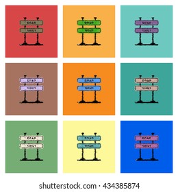 Collection of vector icons and illustration road sign
