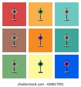 Collection of vector icons and illustration road sign