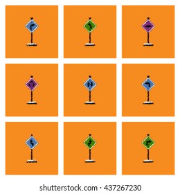Collection of vector icons and illustration road signs