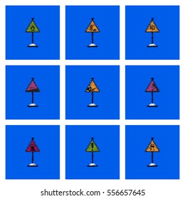 Collection of vector icons and illustration road signs