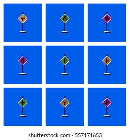 Collection of vector icons and illustration road signs