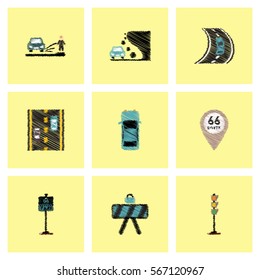 Collection of vector icons and illustration road signs