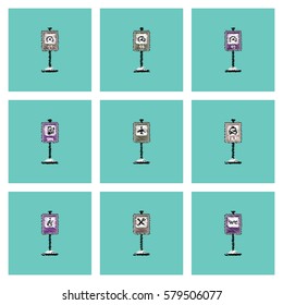 Collection of vector icons and illustration road signs