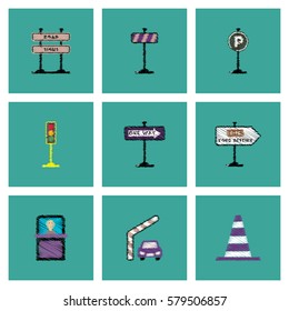 Collection of vector icons and illustration road signs