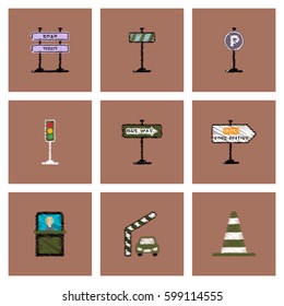 Collection of vector icons and illustration road signs
