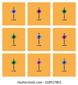 Collection of vector icons and illustration road signs