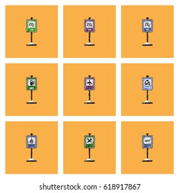 Collection of vector icons and illustration road signs