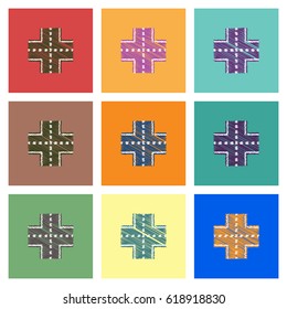 Collection of vector icons and illustration road intersection