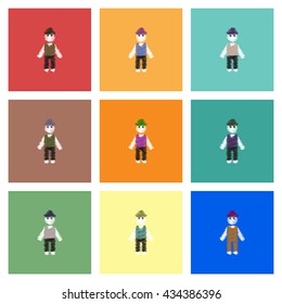 Collection of vector icons and illustration sailor silhouette