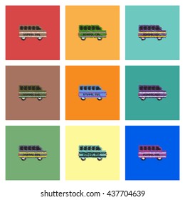 Collection of vector icons and illustration school bus