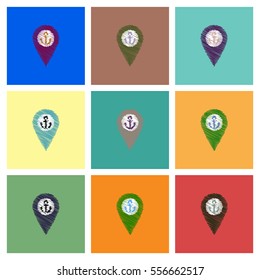 Collection of vector icons and illustration sea anchor